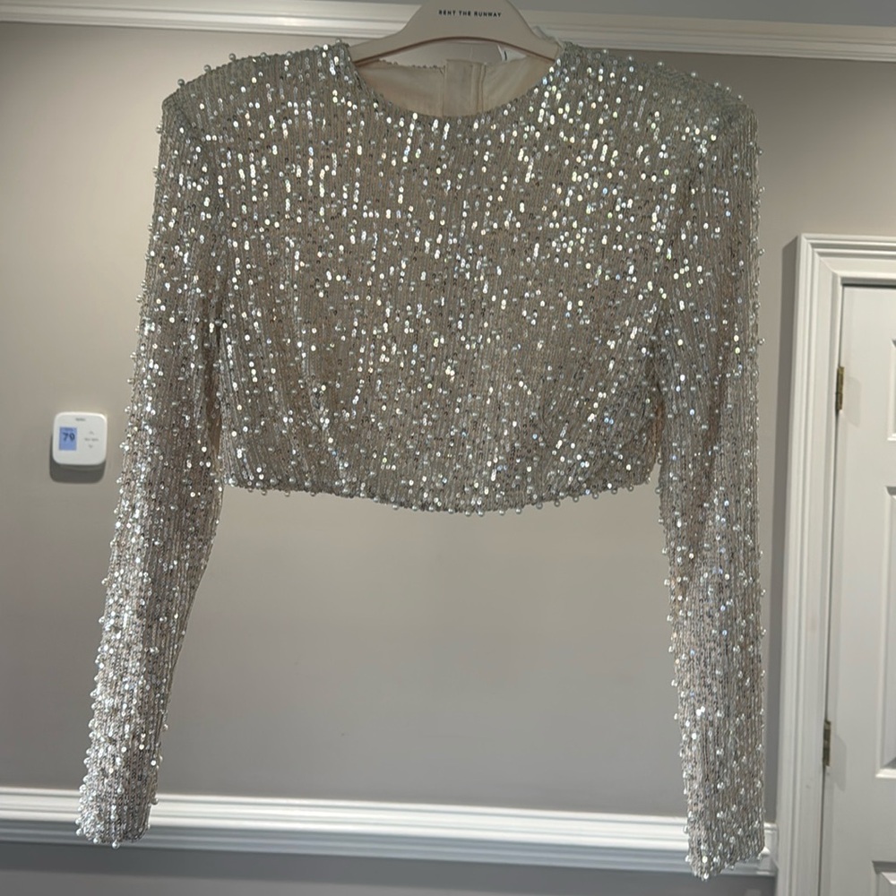 Mabel cropped pearl/seqiun top